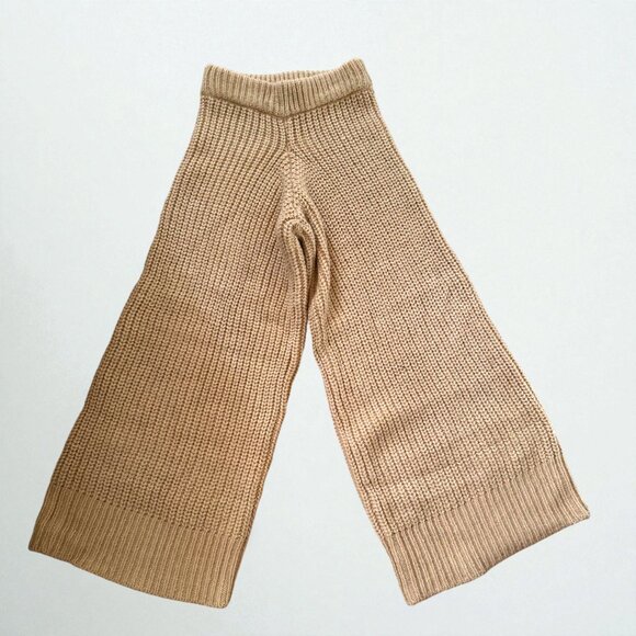 Beige Knit 2-Piece Matching Set – Top + Wide-Leg Pants – Size Small – Excellent - Picture 3 of 6